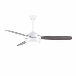 52-in 61W T-24 Ceiling Fan w/Light, AC, 3-Speed, 3-Gray Ash/Walnut Blades, Matte White