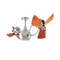 44-in 87W Vent-Bettina Ceiling Fan, AC, 3-Speed, 6-Wood Blades, Polished Chrome