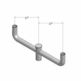 Tenon Top Pole Steel Mount, Bullhorn Bracket, 2 Arm 180 Degree, Bronze