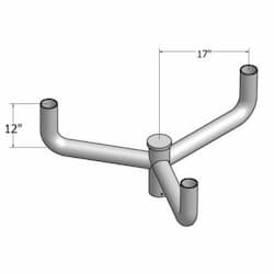 Tenon Top Pole Steel Mount, Bullhorn Bracket, 3 Arm 120 Degree, Bronze