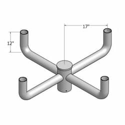 Tenon Top Pole Steel Mount, Bullhorn Bracket, 4 Arm 90 Degree, Bronze