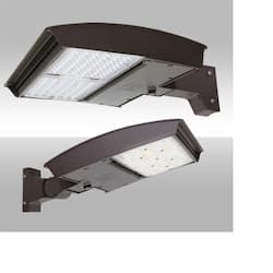 250W LED Area Light w/ Arm, Wide, 277V-480V, Selectable CCT, Bronze