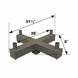 Square Pole Top Mount, Square Bracket, (4) 4-In Tenon Arm, 90 Degree Angle, Bronze