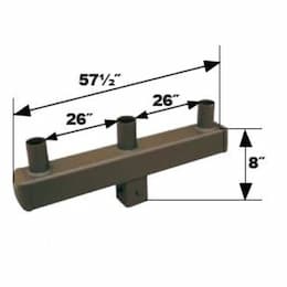 Square Bracket, (3) 4-In Tenon, 180 Degree Angle, Bronze