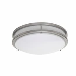 14" 17W LED Flush Mount Light, 75W Inc. Retrofit, Dim, 1241 lm, 2700K, Brushed Nickel