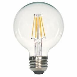 7.5W LED G25 Filament Glass Bulb, Dimmable, 2700K, 800 Lumens