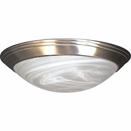 17W LED Alabaster 14 In Ceiling Flush Mount Fixture, 2700K, Brushed Nickel