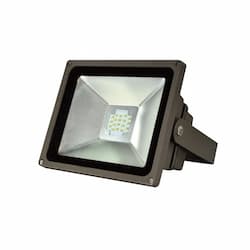 40 Watt 5000K LED Small Flood Light, 120-277V, Type V, Bronze, Narrow, Small Yoke Mount