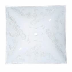 12-in Floral Pattern Square Glass Lamp Shade, White