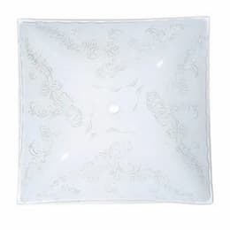 12-in Floral Pattern Square Glass Lamp Shade, White