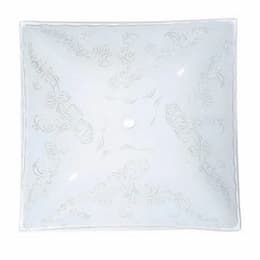 14-in Floral Pattern Square Glass Lamp Shade, White