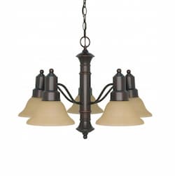 60W 24.5 in. Gotham Chandelier, Champagne Washed Linen, Mahogany Bronze