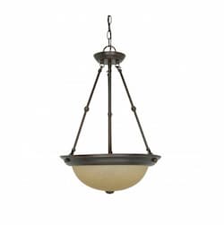 15in Pendant Light, Champagne Linen Glass, Mahogany Bronze