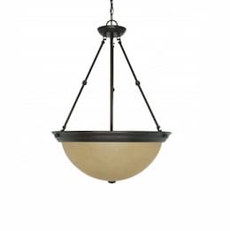 20in Pendant Light, Champagne Linen Glass, Mahogany Bronze