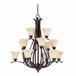 Anastasia 60W Chandelier Light, Copper Espresso, Honey Marble Glass