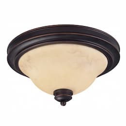 2-Light Medium Dome Light Fixture, Copper Espresso, Honey Marble Glass