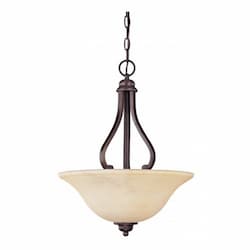 3-Light Hanging Pendant Light Fixture, Copper Espresso, Honey Marble Glass