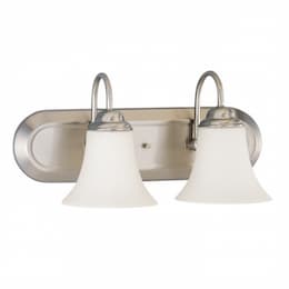 Dupont Vanity Light, Satin White Glass, Brushed Nickel, 2 Lights