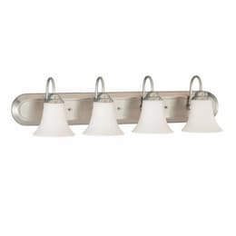 Dupont Vanity Light, Satin White Glass, Brushed Nickel, 4 Lights