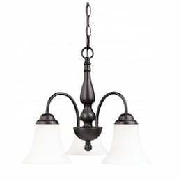 Dupont 16" Chandelier, 3 Lights, Satin White Glass, Dark Chocolate Bronze