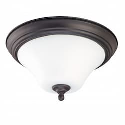 Dupont 15" LED Flush Mount Light, Satin White Glass, Dark Chocolate Bronze