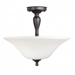 Dupont LED Semi Flush Light, Satin White Glass, Dark Chocolate Bronze