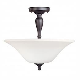 Dupont LED Semi Flush Light, Satin White Glass, Dark Chocolate Bronze