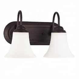 Dupont Vanity Light, Satin White Glass, Dark Chocolate Bronze, 2 Lights