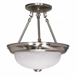  11" 2-Light Semi-Flush Mount Ceiling Light, Brushed Nickel