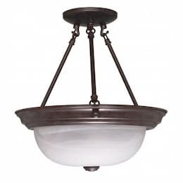 13" Semi-Flush Mount Ceiling Light Fixture, Old Bronze, Alabaster Glass