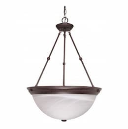 20" Hanging Pendant Light Fixture, Old Bronze, Alabaster Glass