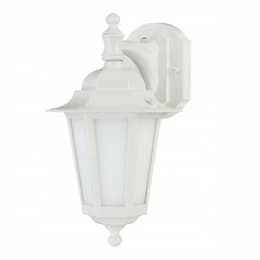 13W, Cornerstone 13" Wall Lantern Light, Satin White Glass, White Finish