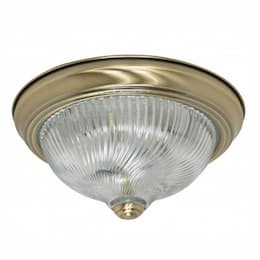 2-Light 11" Flush Mount Ceiling Light Fixture, Antique Brass