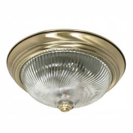 2-Light 13" Flush Mount Ceiling Light Fixture, Antique Brass