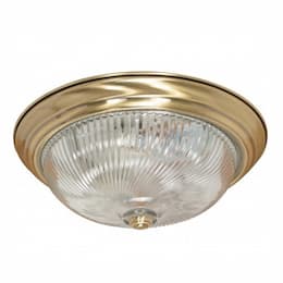 3-Light 15" Flush Mount Ceiling Light Fixture, Antique Brass