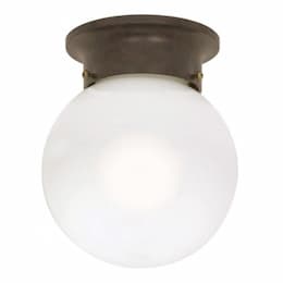 6" Ball Ceiling Light Fixture, Old Bronze, White Glass