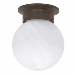 6" Ball Ceiling Light Fixture, Old Bronze, Alabaster Glass