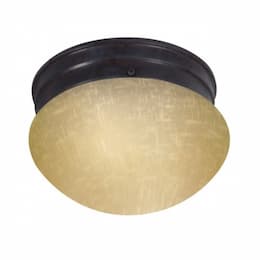 6" Flush Mount Light Fixture, Mahogany Bronze, Champagne Linen Glass