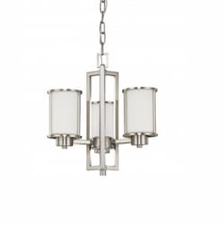 60W 17.75 in. Odeon Chandelier, White Satin, Brushed Nickel