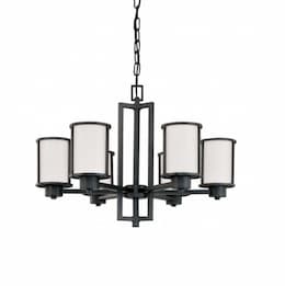 100W Odeon Chandelier, White Satin, 3-Lights, Aged Bronze