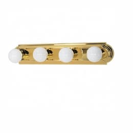 24in Vanity Light, Racetrack Style, 4-Light, Polished Brass