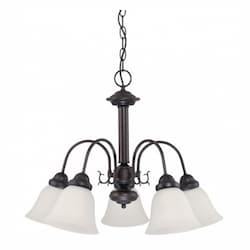 60W Ballerina 24" Chandelier w/ Frosted White Glass, Mahogany Bronze