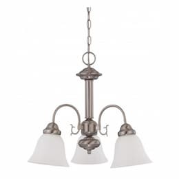 60W Ballerina 20" Chandelier w/ Frosted White Glass, Brushed Nickel