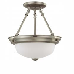 11in Semi-Flush Mount Fixture, 2-light, Brushed Nickel