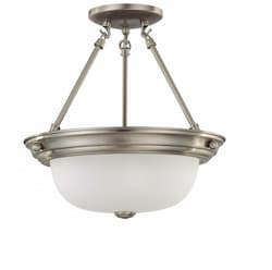 13in Semi-Flush Mount Fixture, 2-light, Brushed Nickel