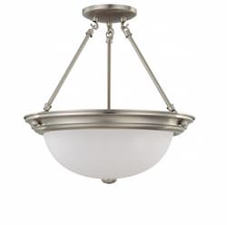 15in Semi-Flush Mount Fixture, 3-light, Brushed Nickel