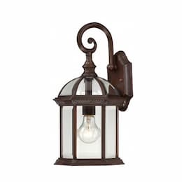 100W Boxwood 15" Outdoor Wall Light w/ Clear Beveled Glass, Brown