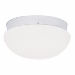 12" 2-Light White Flush Mount Light Fixture, White Glass