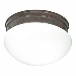 10" 2-Light Flush Mount Light Fixture, Old Bronze, White Glass