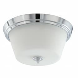 60W 2-Light Flush Mount Light Fixture, Polished Chrome